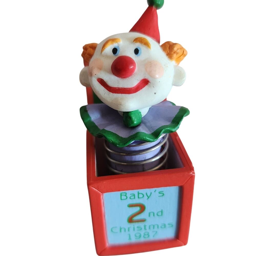 Hallmark Keepsake 1987 Baby's 2nd Christmas Clip On Jack in the Box Ornament